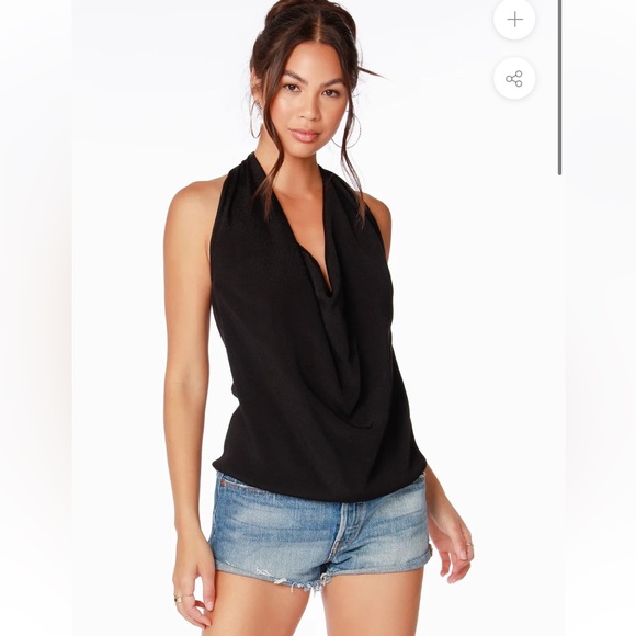 bobi Tops - Bobi LA Black Label halter cowl-neck top in black